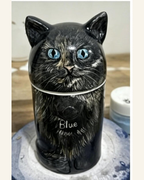 Custom Cat Memorial Urn – Hand-Painted from Your Photos