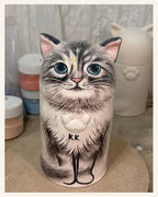 Custom Cat Memorial Urn – Hand-Painted from Your Photos