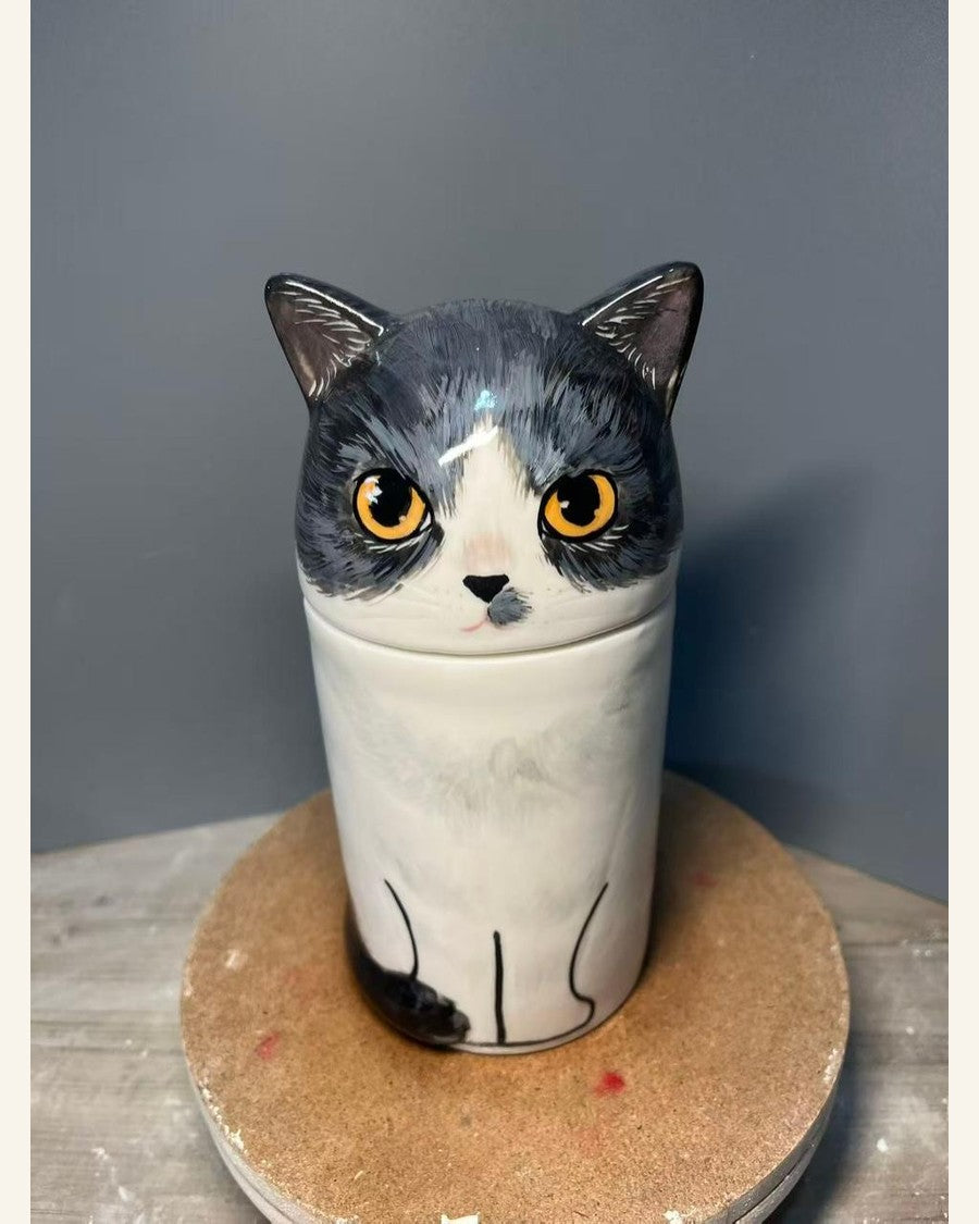 Custom Cat Memorial Urn – Hand-Painted from Your Photos