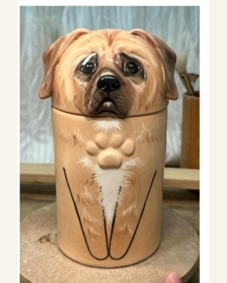 Custom Dog Memorial Urn – Hand-Painted from Your Photos