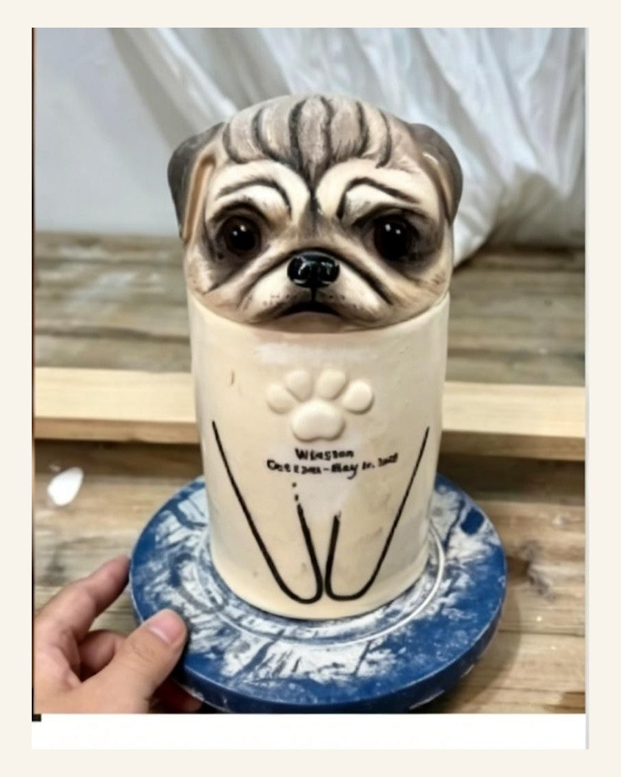 Custom Dog Memorial Urn – Hand-Painted from Your Photos