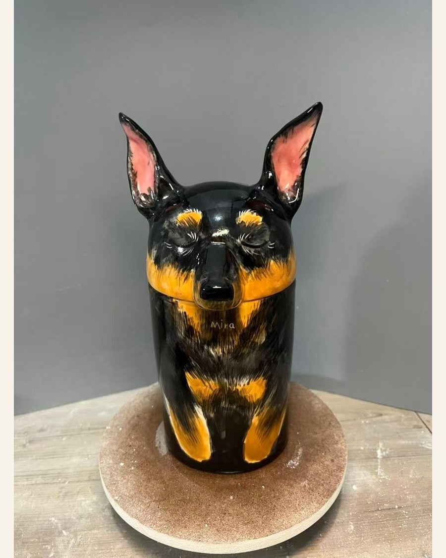 Custom Dog Memorial Urn – Hand-Painted from Your Photos