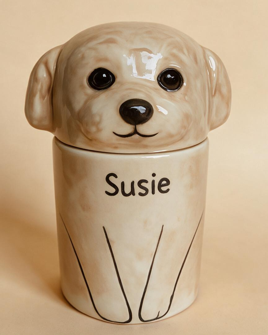 Custom Dog Memorial Urn – Hand-Painted from Your Photos