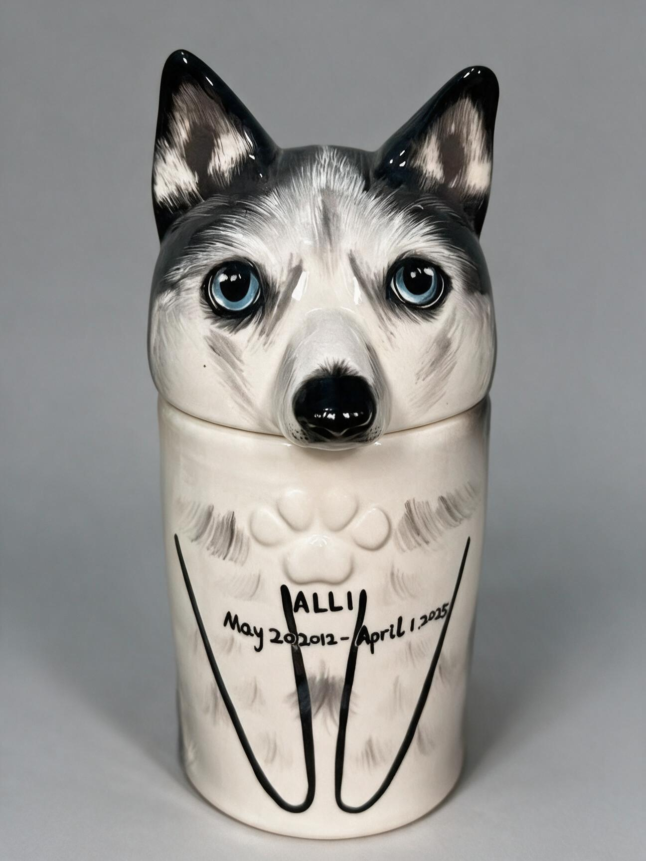 Custom Dog Memorial Urn – Hand-Painted from Your Photos