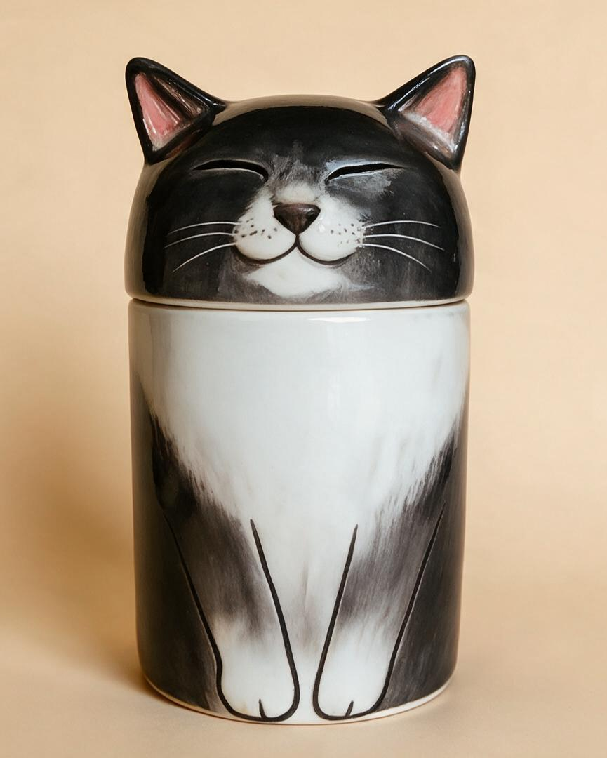 Custom Cat Memorial Urn – Hand-Painted from Your Photos