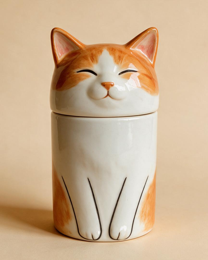 Custom Cat Memorial Urn – Hand-Painted from Your Photos